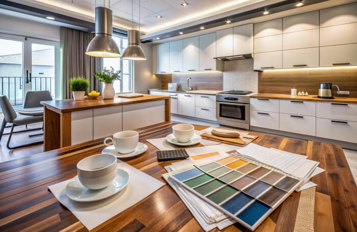 living room with fan