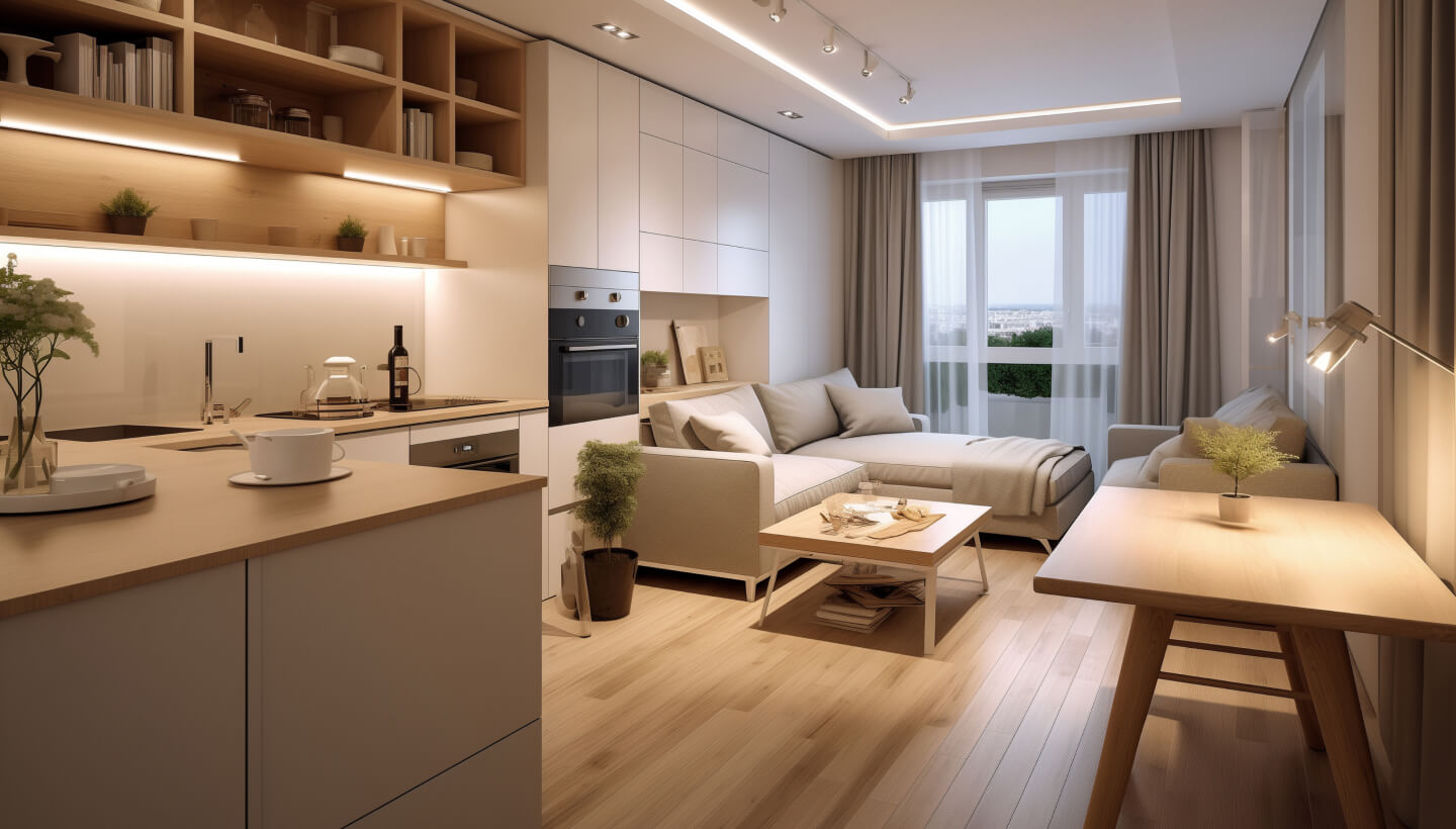 kitchen with lightings